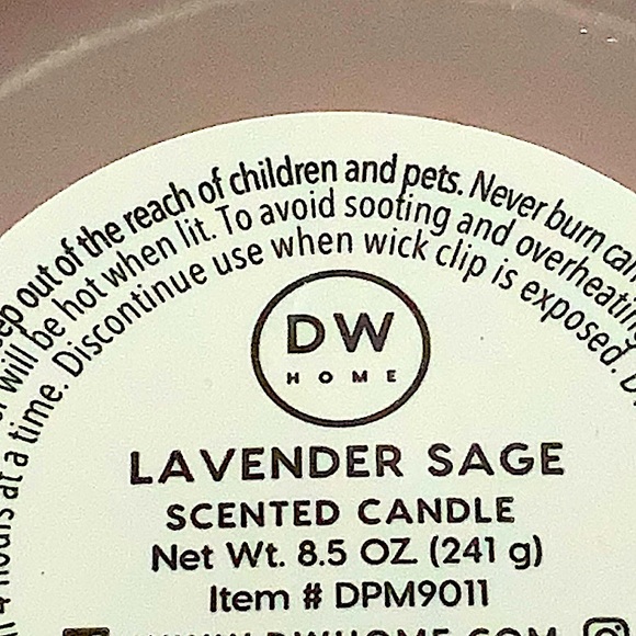 DW HOME CANDLE LAVENDER SAGE  RICHLY SCENTED NEW 1 WICK NEW 8.5oz NEW - Picture 4 of 4